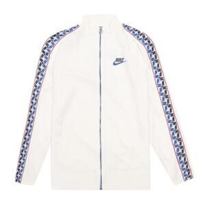 Nike NSW Taped Track Jacket Size Small Cream Blue Red Long